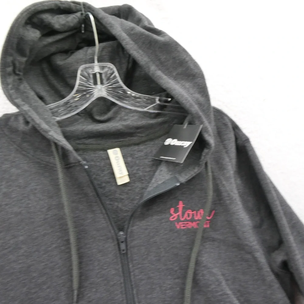 Ouray Hoodie Women Medium Stowe Vermont Charcoal Gray Quarter Zip Fleece Cotton‎